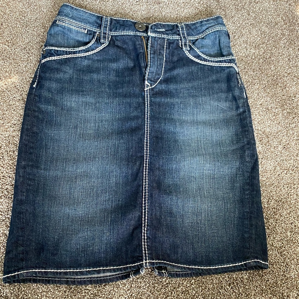 Silver denim skirt